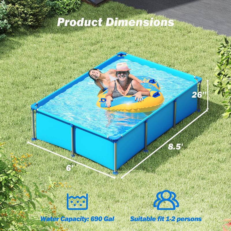 Costway 690 Gal Outdoor Family Swimming Pool with Metal Frame - See Details