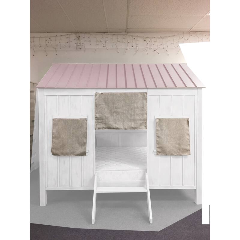 Freeman White and Pink Full Platform Bed