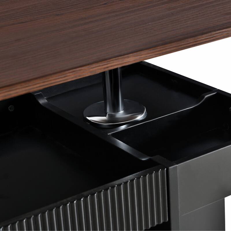 Modern Multifunctional Sofa Side Table with Lift-Top, 360° Rotating Top