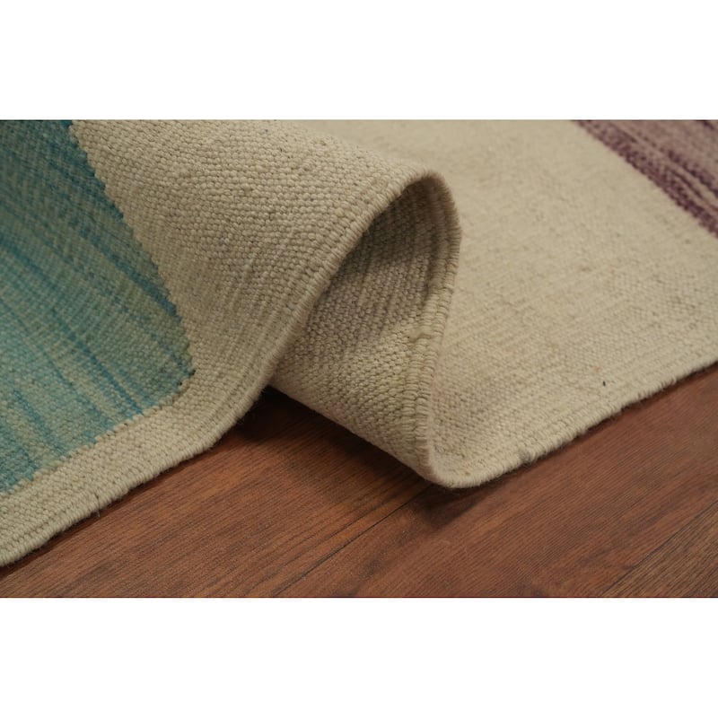 Hand Woven Oriental 100% Wool Carpet Southwestern Modern Multi-Colored Kilim Area Rug - 10' 1'' X 6' 5''