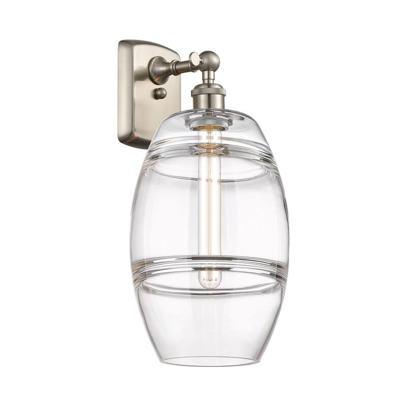 Innovations Lighting 516-1W-11-8 Vaz Sconce Vaz 11" Tall Wall Sconce - Brushed Satin Nickel / Clear