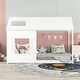 preview thumbnail 1 of 7, Twin Size House Bed with Roof and Window, Open Concept Design, White White