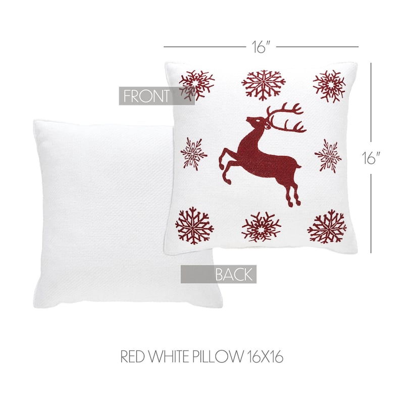 Scandia Snowflake Red White Pillow 16x16