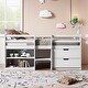 preview thumbnail 43 of 46, Wood Twin Loft Bed with 2 Shelves & 2 drawers for Bedroom(Antique Gray)