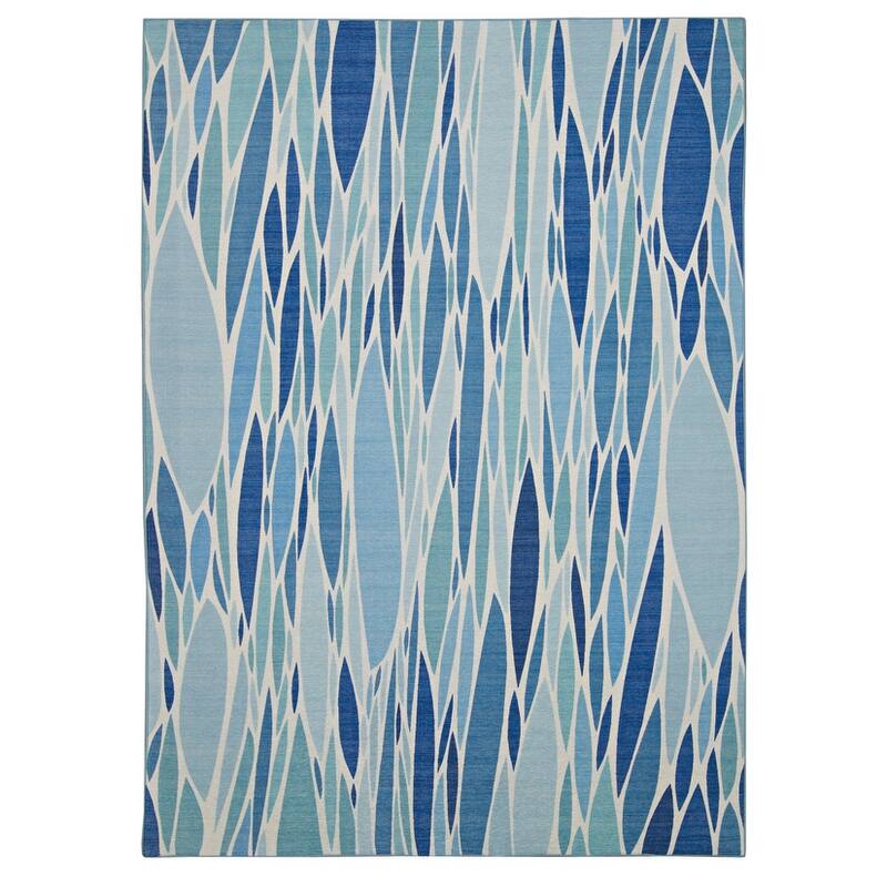 Indoor/Outdoor Water Resistant Deltona Green & Ivory Washable Area Rug Washable Area Rug - 2' x 3' - 2' x 3' - Blue/Ivory