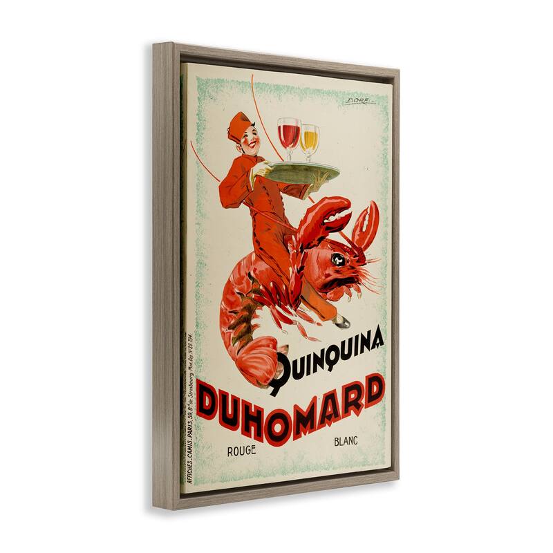 Stupell Vintage Lobster Advertisement Framed Floater Canvas Wall Art Design By Marcus Jules