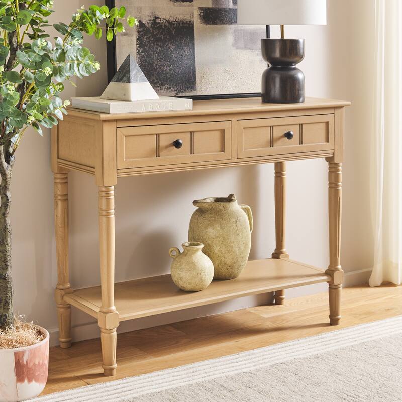 SAFAVIEH Camilla Grey 2-Drawer Console Table - 35.8" x 13.8" x 29.5" - 36"W x 14"D x 30"H