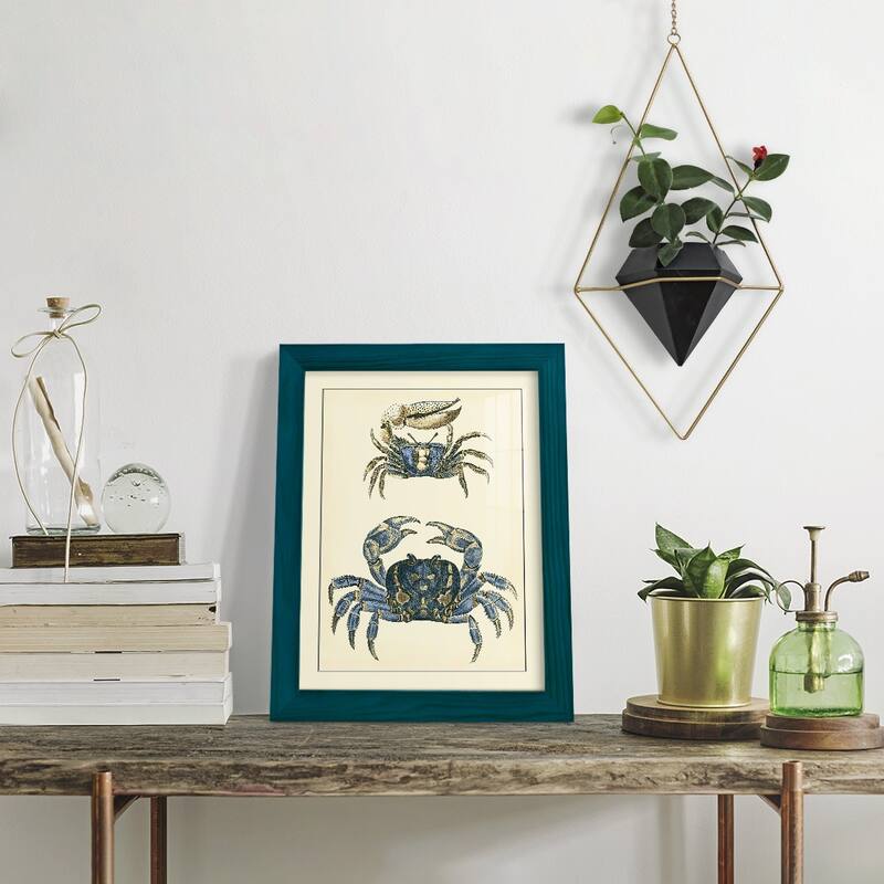 Antique Blue Crabs II -Framed Print w/glass-Cherry Red