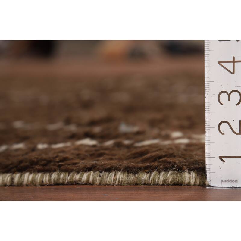 Hand Knotted Oriental 100% Wool Carpet Modern Geometric Brown Moroccan Area Rug - 8' 6'' X 5' 0''