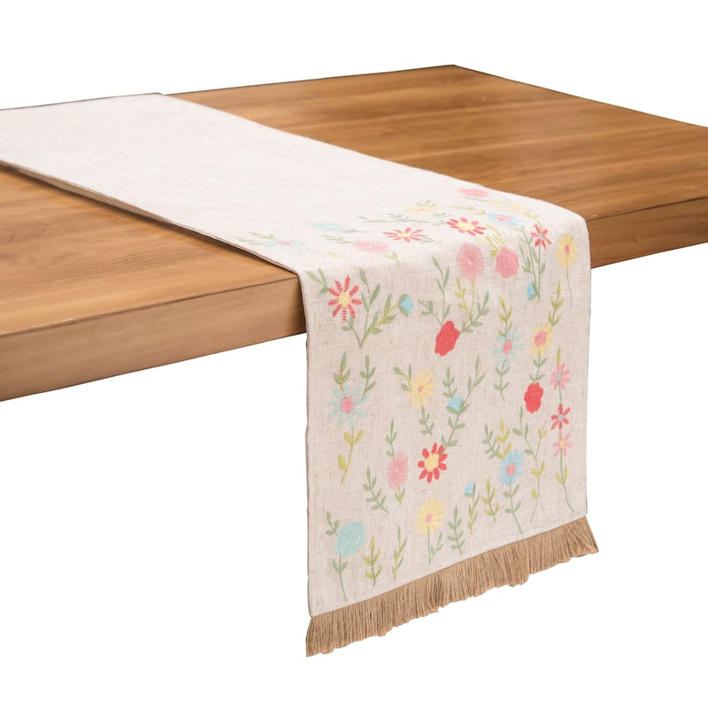 13" x 72" Wildflower Embroidered Runner - 13" x 72"