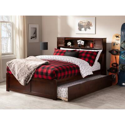 AFI Newport Full Size Platform Bed with Footboard & Twin Trundle in Walnut