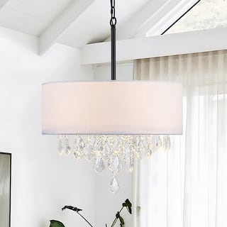 Starsky 5-Light Fabric Drum Chandelier with Crystal Accent