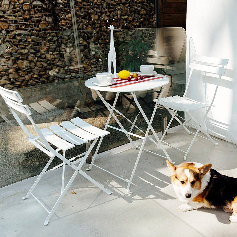 3 Piece Outdoor Premium Steel Patio Bistro Set