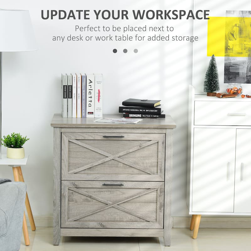 HOMCOM Retro Wooden 2-Drawer Lateral File Chest Cabinet Pedestal for Document Storage for Home Office