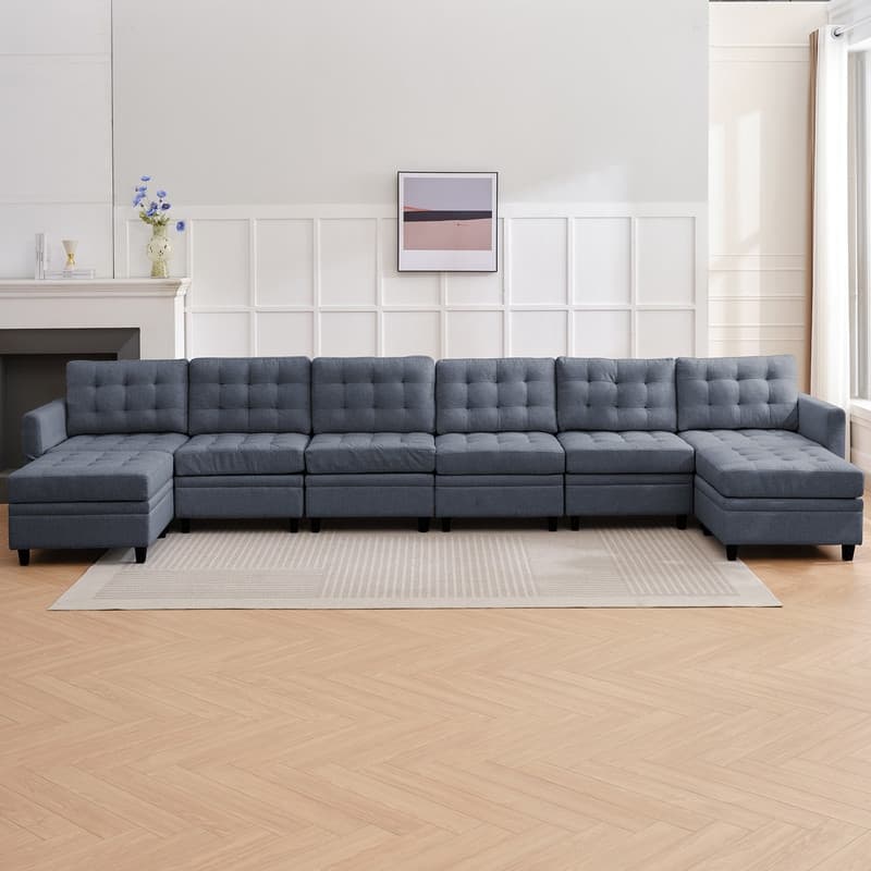 Mixoy Modular Sectional Sofa with Adjustable Armrest,Storage Ottoman,Modern L/U Shaped Living Room Furniture Set