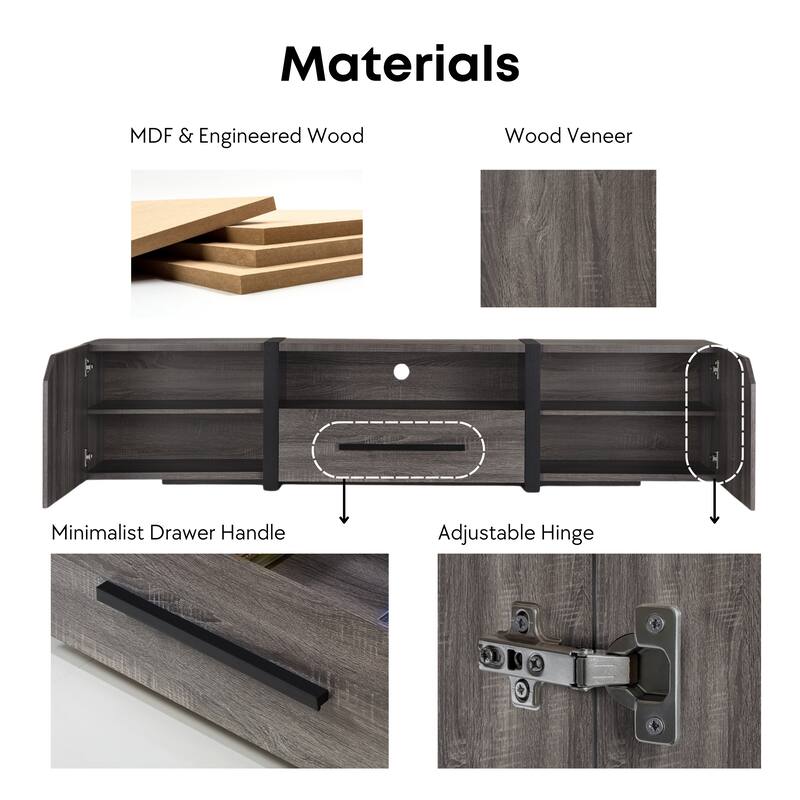Sawa Rustic 81-inch 5-Shelf Multi-functional Storage TV Console by Strick & Bolton