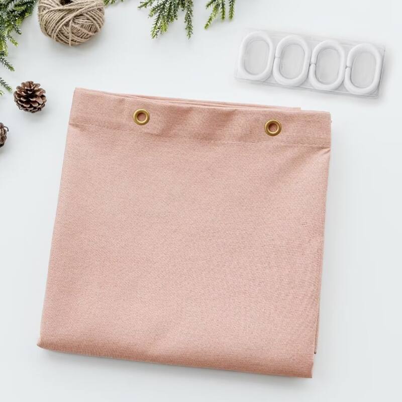 Linen Texture Shower Curtain with 12 Plastic Hooks Included