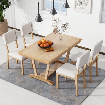 5-Piece Dining Table Set with Rectangular Table and 4 Chairs