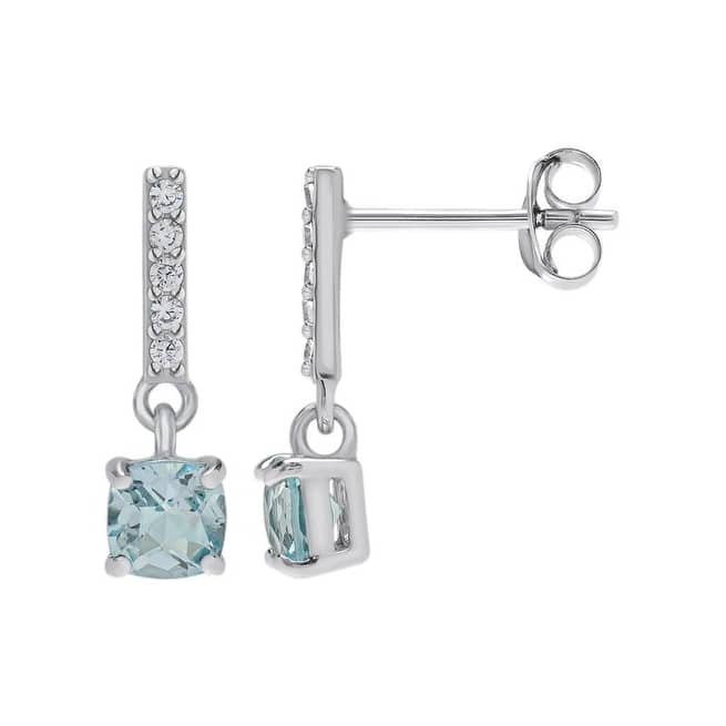.925 Sterling Silver Blue Topaz and Sapphire drop Earring