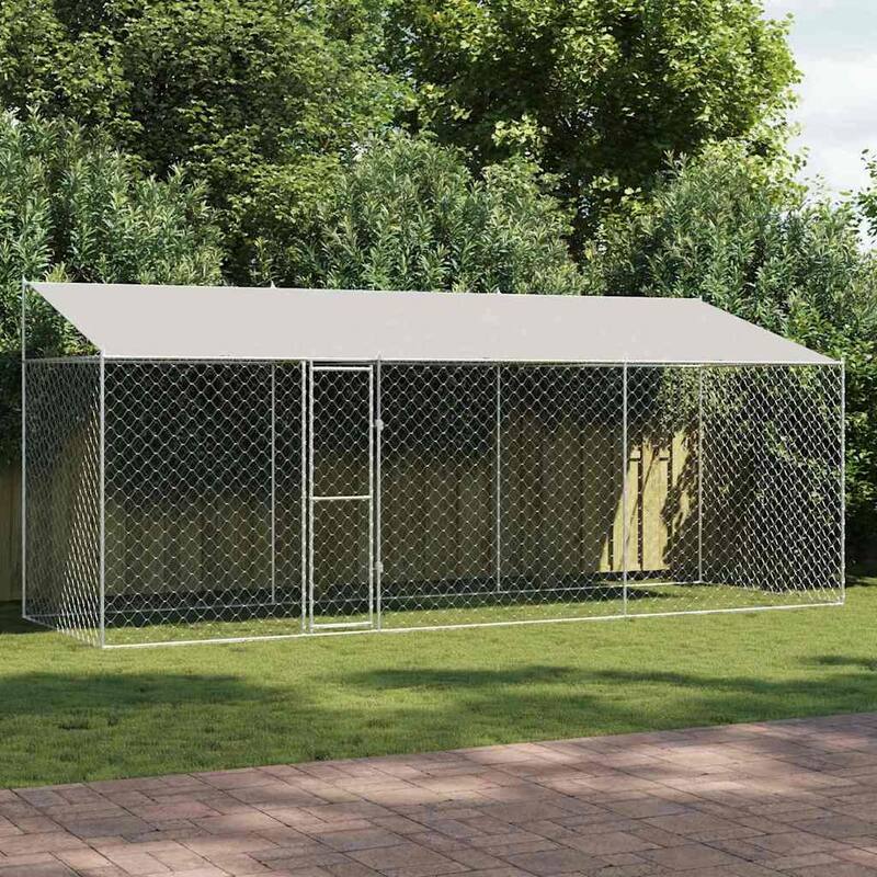 Dog Cage Silver 400/600/800 x 200 x 256 cm Galvanised Steel - 600 x 200 x 256 cm