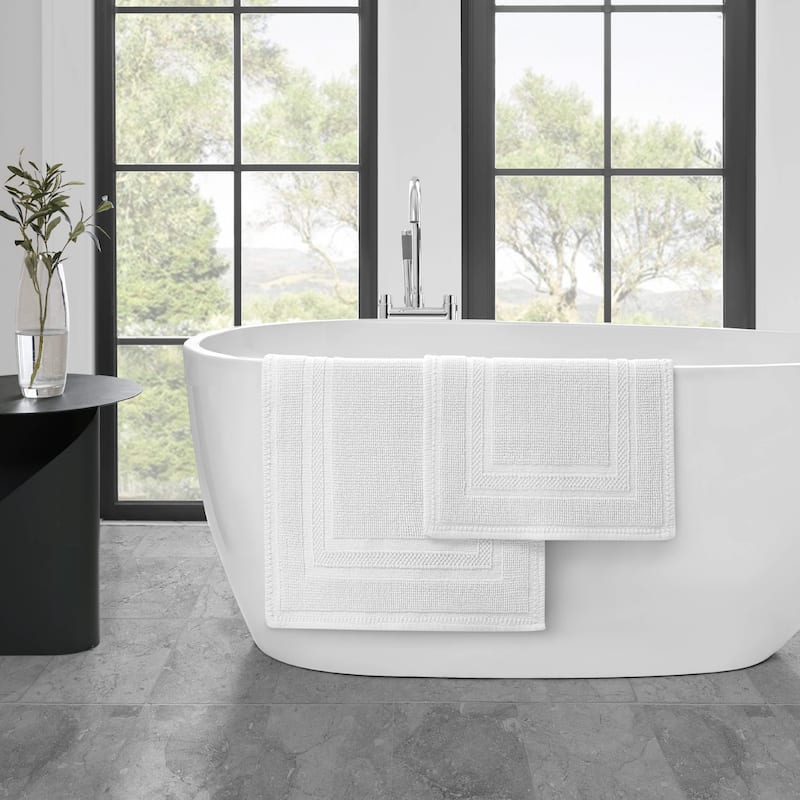 Jean Pierre Cotton Stonewash Racetrack 2-Piece Bath Rug Set