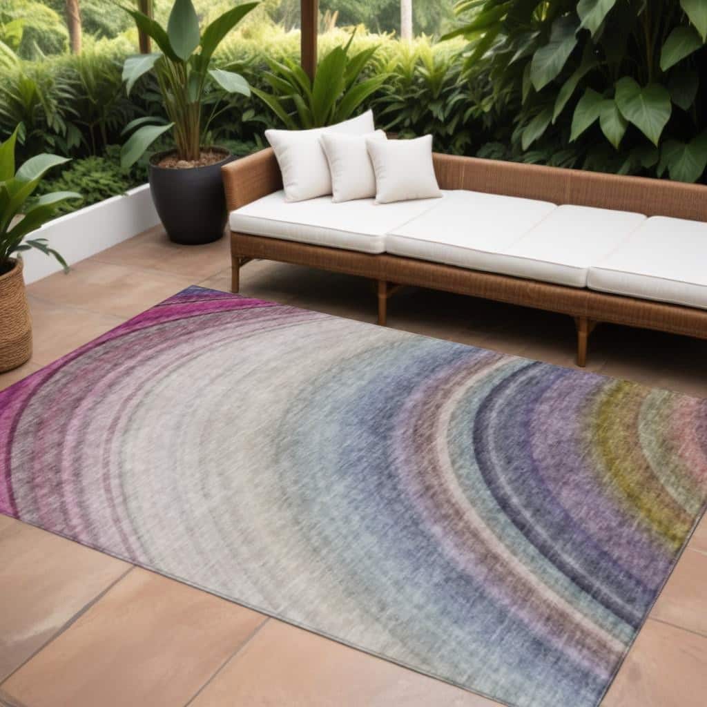 HomeRoots Abstract Transitional Rectangle Outdoor Rug