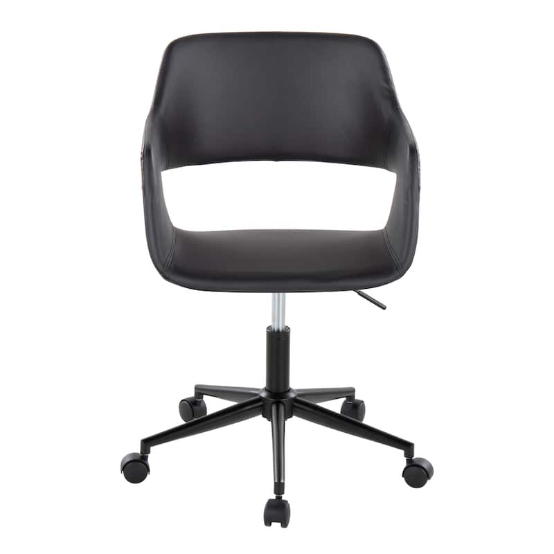 Carson Carrington Vallen Adjustable Task Chair with 5-Star Base - Black Faux Leather/Black Metal