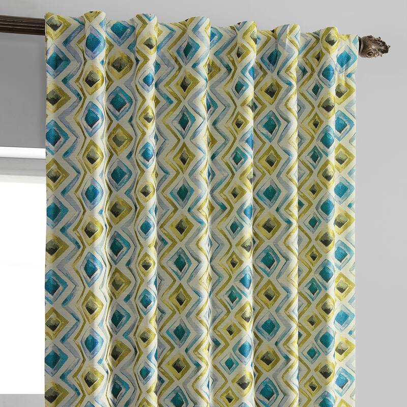 Exclusive Fabrics Jacquard Faux Silk Curtains - 1 Panel Room Darkening Curtain