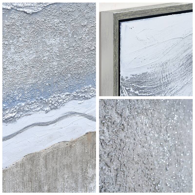 Sand Art Textured Metallic Hand Painted Canvas Wall Art Set of 2