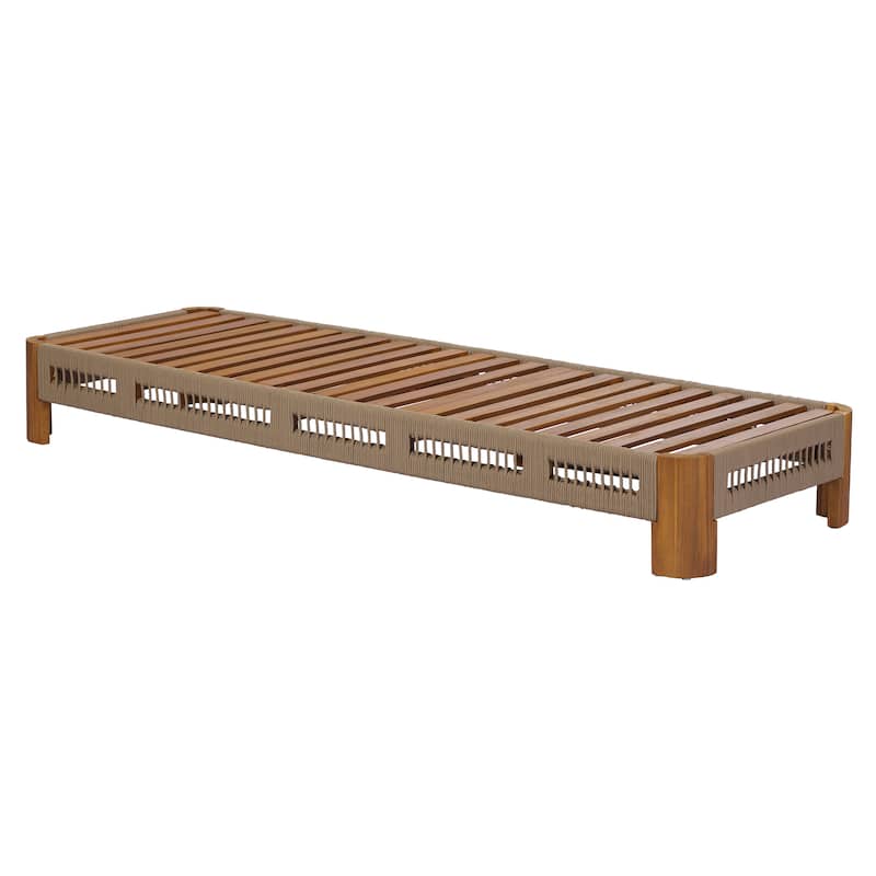 Christopher Knight Home - Delacroix Acacia Wood Outdoor Chaise Lounge with with Adjustable Backrest, Handwoven Rope Accents