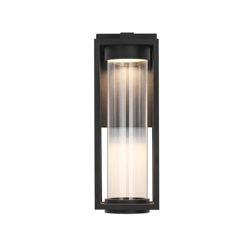 5.5" W 1-Light Modern Black Rectangle Aluminum Integrated LED Outdoor Wall Light with Clear Glass