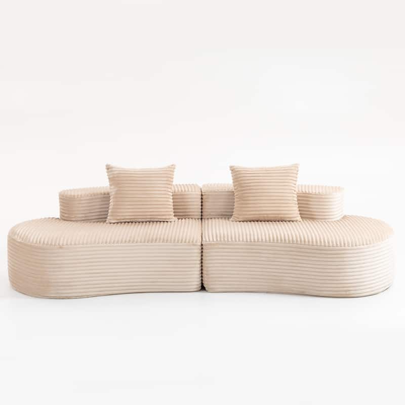 Moon Bay Lounge Couch Curved Sectional Sofa Corduroy Compressed Sofa