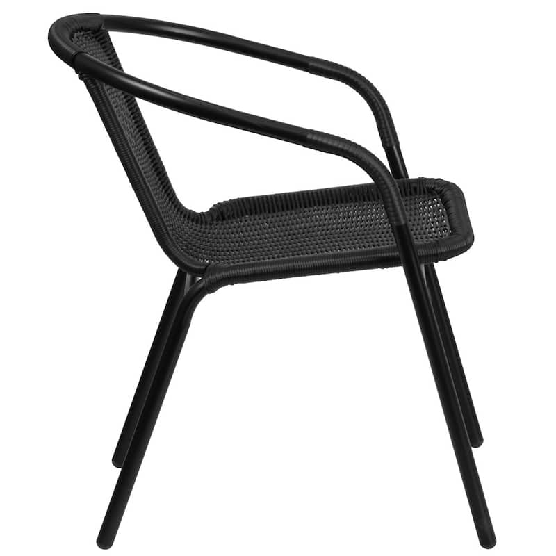 Indoor/Outdoor Stacking Rattan Restaurant Patio Chairs (Set of 4)