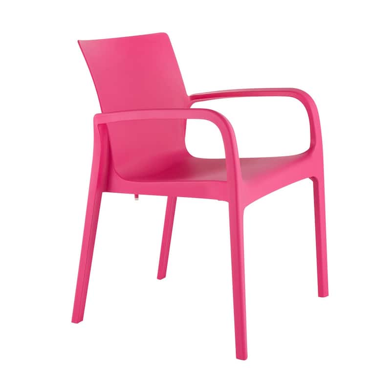 HomeRoots Set of Two Fuchsia Heavy Duty Plastic Outdoor Stacking Dining Chairs