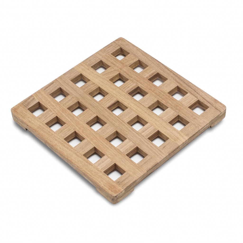 HomeRoots 8.00 " Square Wood Trivet - 8.00 in. x 0.50 in. x 8.00 in.