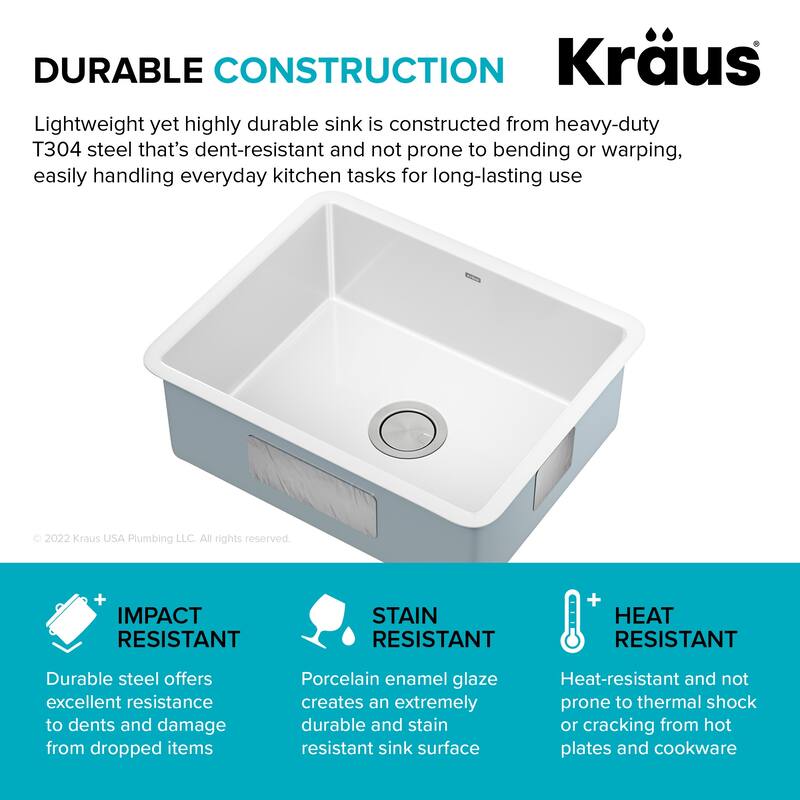 KRAUS Pintura Porcelain Enameled Steel Undermount Kitchen Sink