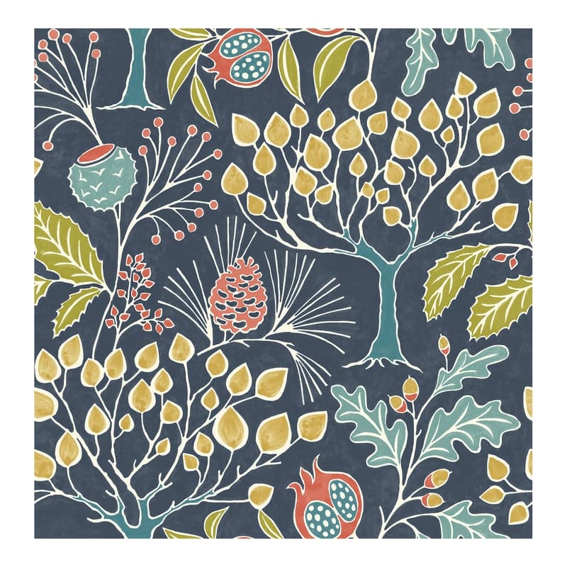 NuWallpaper Groovy Garden Navy Peel & Stick Wallpaper - 216in x 20.5in x 0.025in