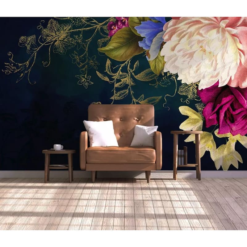 GK Wall Design Bohemian Yellow and Pink Flower Mediterranean Removable Wallpaper