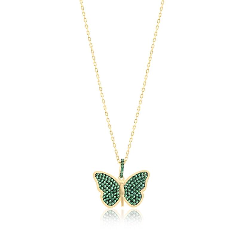 SHYMI Pave Butterfly Necklace - Green