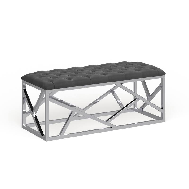 Silver Orchid Sebastian Button-tufted Bench