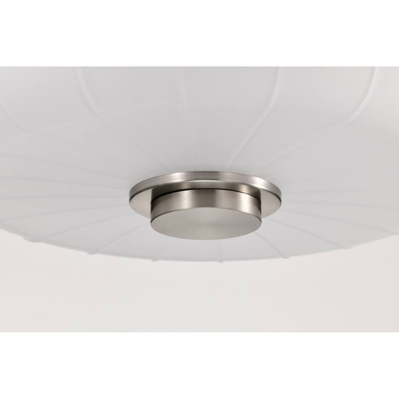 Lune 3 Light Pendant Brushed Nickel Finish Etched White Glass - Brushed Nickel