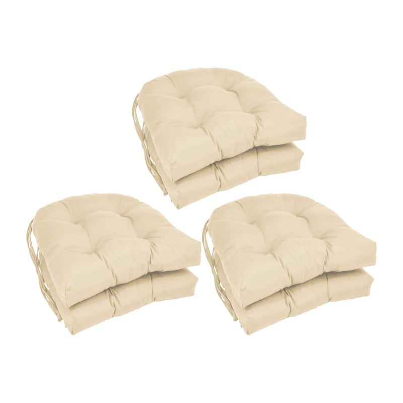 16-inch U-Shaped Indoor Twill Chair Cushions (Set of 2, 4, or 6) - 16" x 16" - Set of 6 - Natural