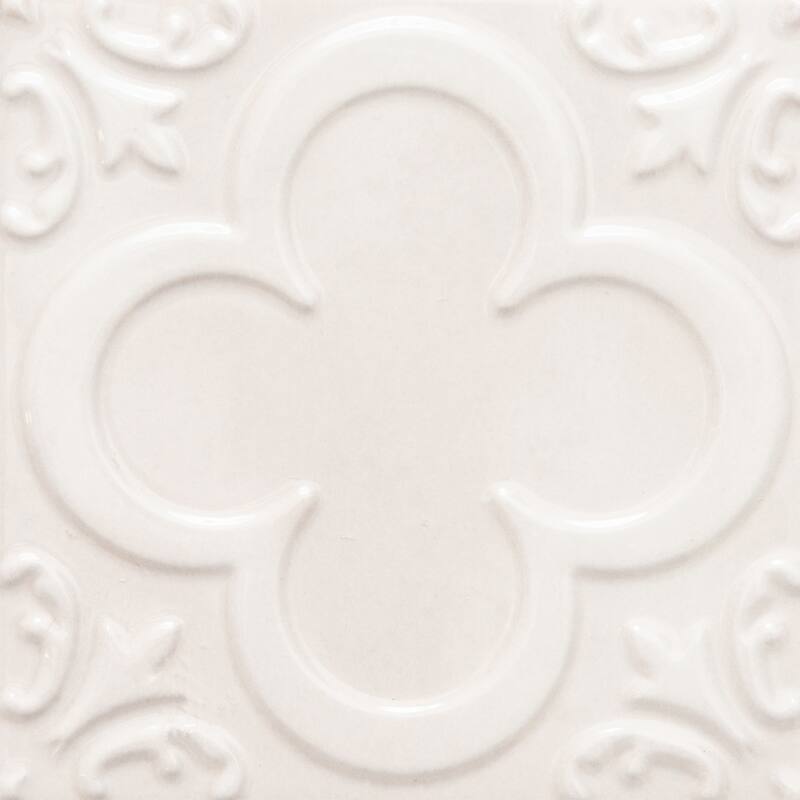 The Tile Life Coat of Arms 5.9x5.9 Hueso Glossy Textured Ceramic Wall Tile