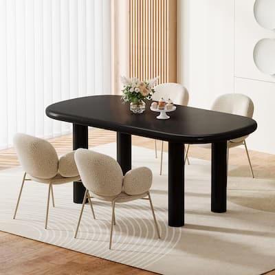 63-Inch Modern Oval Dining Table for 6 People