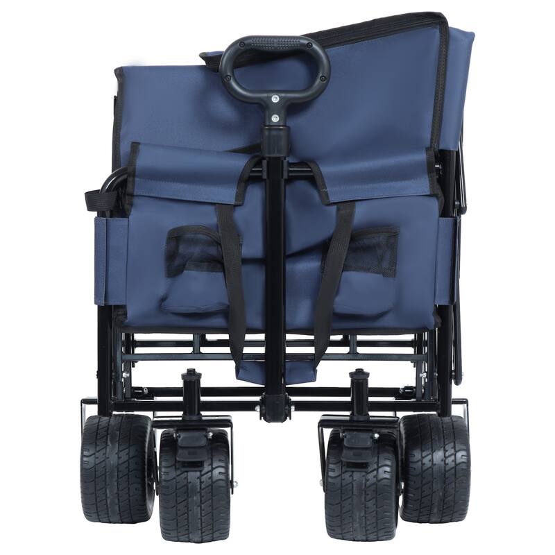 3-In-1 Convertible Folding Wagon Cart With Bench Seat & Storage-500lbs Heavy-Duty Utility Wagon,180l Capacity All-Terrain Wheels