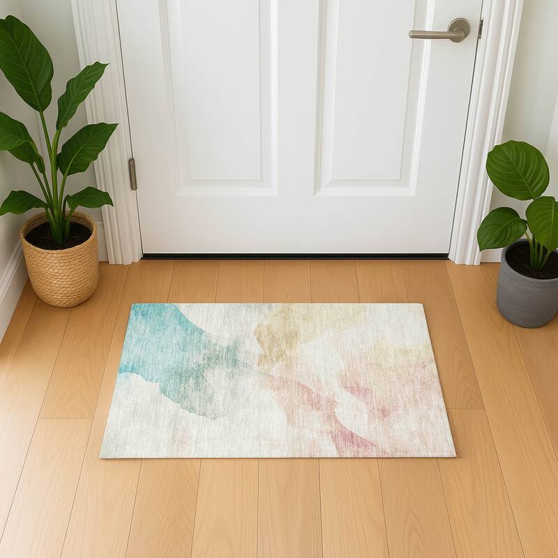 Premium Washable Super Soft Abstract Mayfield Rug - Pearl - 1'8" x 2'6"