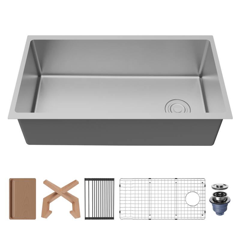 Karran USA UUMSB3332-PK1 Fusion 33" Undermount Single Basin Stainless - Satin Brushed