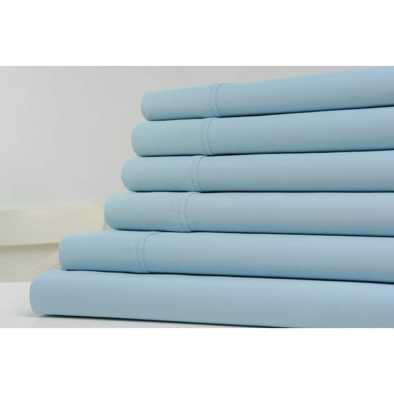 Kathy Ireland 1200 Thread Count 6 Piece Cotton Rich Sheet Set - Queen - Sky Blue