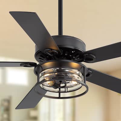 52" Reversible 5-Blade Caged Ceiling Fan with Light and Remote