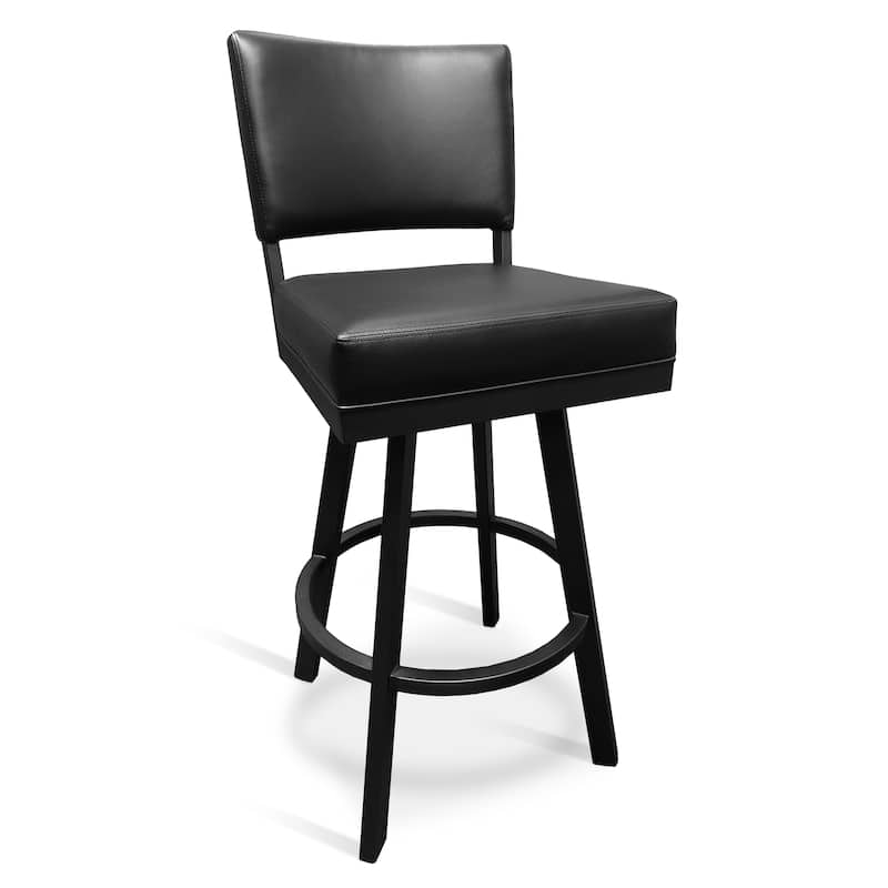Tempo Furniture Malibu Swivel 26" Counterstool/30" Barstool by Furnish Theory - Counter Height - Matte Black & Black
